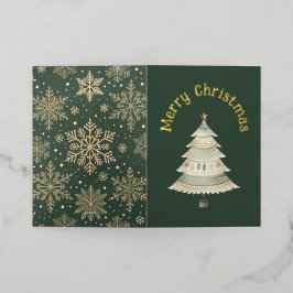 Watercolor Tree Merry Christmas 箔グリーティングカード