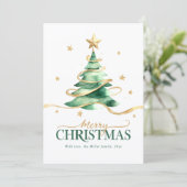 Watercolor Tree Merry Christmas Holiday Card シーズンカード (スタンド正面)