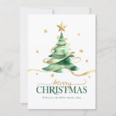Watercolor Tree Merry Christmas Holiday Card シーズンカード (正面)