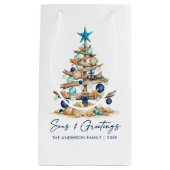 Watercolor Tree Seas and Greetings Beach Holiday スモールペーパーバッグ (正面)