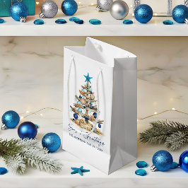 Watercolor Tree Seas and Greetings Beach Holiday スモールペーパーバッグ