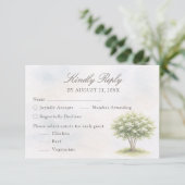 Watercolor Tree Wedding RSVP Card (スタンド正面)