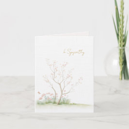 Watercolor Tree with pink flowers Sympathy card サンキューカード