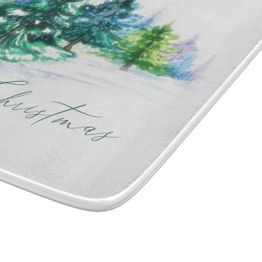 Watercolor trees  カッティングボード (角)