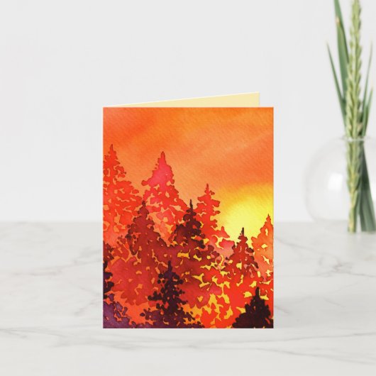 Watercolor Trees Thank You Card ノートカード (正面)