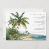 Watercolor Tropical Beach All In One Wedding 招待状 (裏面)