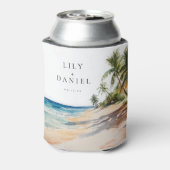Watercolor Tropical Beach Wedding 缶クーラー (缶裏面)