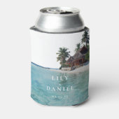 Watercolor Tropical Beach Wedding 缶クーラー (缶裏面)