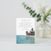Watercolor Tropical Beach Wedding Thank You プレイスカード (スタンド正面)