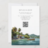 Watercolor Tropical Caribbean QR Code Wedding 招待状 (裏面)
