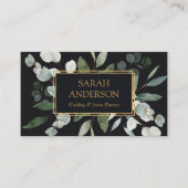 Watercolor Tropical Eucalyptus Greenery Black 名刺 (正面)