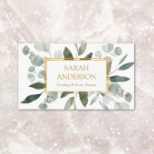 Watercolor Tropical Eucalyptus Greenery White 名刺