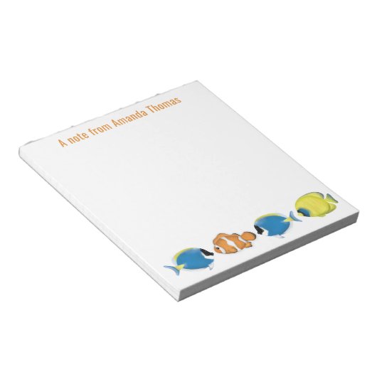 Watercolor Tropical Fish Personalized ノートパッド (アングル)