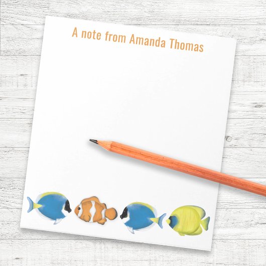 Watercolor Tropical Fish Personalized ノートパッド