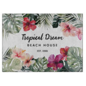 Watercolor Tropical Floral Botanical Beach House カッティングボード (正面)
