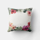 Watercolor Tropical Floral Botanical Beach House クッション (裏面)