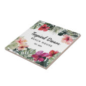 Watercolor Tropical Floral Botanical Beach House タイル (側面)