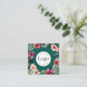 Watercolor Tropical Floral Botanical Logo スクエア名刺 (スタンド正面)