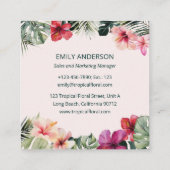 Watercolor Tropical Floral Botanical Logo スクエア名刺 (裏面)