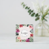 Watercolor Tropical Floral Botanical Logo スクエア名刺 (スタンド正面)