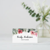 Watercolor Tropical Floral Botanical QR Code 名刺 (スタンド正面)