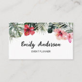 Watercolor Tropical Floral Botanical QR Code 名刺 (正面)