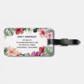 Watercolor Tropical Floral Botanical Summer Beach ラゲッジタグ (裏面横)