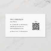 Watercolor Tropical Flowers Leaves QR Code 名刺 (裏面)