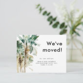 Watercolor Tropical Foliage We've Moved ポストカード (スタンド正面)