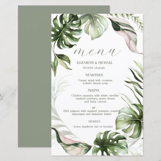 Watercolor Tropical Leaves Greenery (正面/裏面)