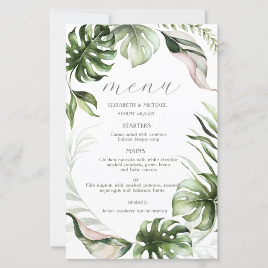 Watercolor Tropical Leaves Greenery  (正面)