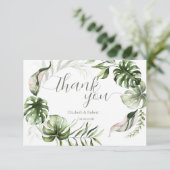 Watercolor Tropical Leaves Greenery  サンキューカード (スタンド正面)