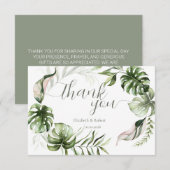 Watercolor Tropical Leaves Greenery  サンキューカード (正面/裏面)