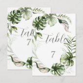 Watercolor Tropical Leaves Greenery 招待状 (正面/裏面)