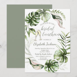 Watercolor Tropical Leaves Greenery  招待状