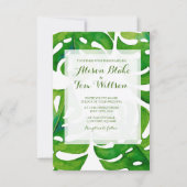 Watercolor tropical leaves wedding invitation 招待状 (正面)