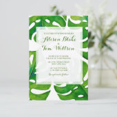 Watercolor tropical leaves wedding invitation 招待状 (スタンド正面)