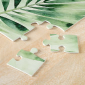 Watercolor Tropical Monstera Palm Leaves Pattern ジグソーパズル (側面)