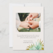 Watercolor Tropical Palm Destination Wedding Photo サンキューカード (裏面)