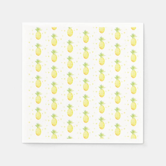 Watercolor Tropical Pineapple Geometric Pattern スタンダードカクテルナプキン (正面)
