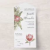 Watercolor Tropical Protea Wedding  オールインワン招待状 (内側)