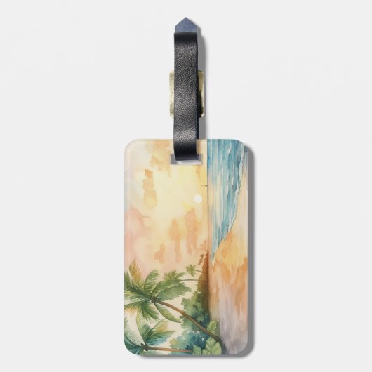 Watercolor Tropical Sunset ラゲッジタグ (裏面縦)