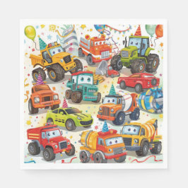 Watercolor Trucks Paper Napkins Construction Cars スタンダードランチョンナプキン