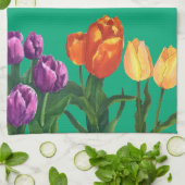 Watercolor Tulip Fields Kitchen Towels キッチンタオル (折り畳み)