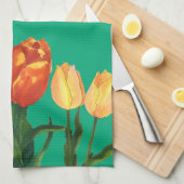 Watercolor Tulip Fields Kitchen Towels キッチンタオル (四つ折り)
