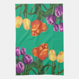 Watercolor Tulip Fields Kitchen Towels キッチンタオル
