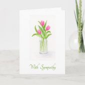Watercolor Tulip Floral in Vase SYMPATHY カード (正面)