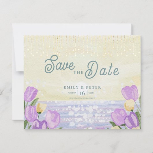 Watercolor Tulip Seaside Pastel Spring Wedding (正面)
