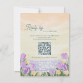Watercolor Tulip Spring QR Code Wedding reply By 出欠カード (裏面)