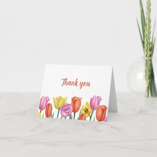 Watercolor Tulip Thank You Note サンキューカード (正面)